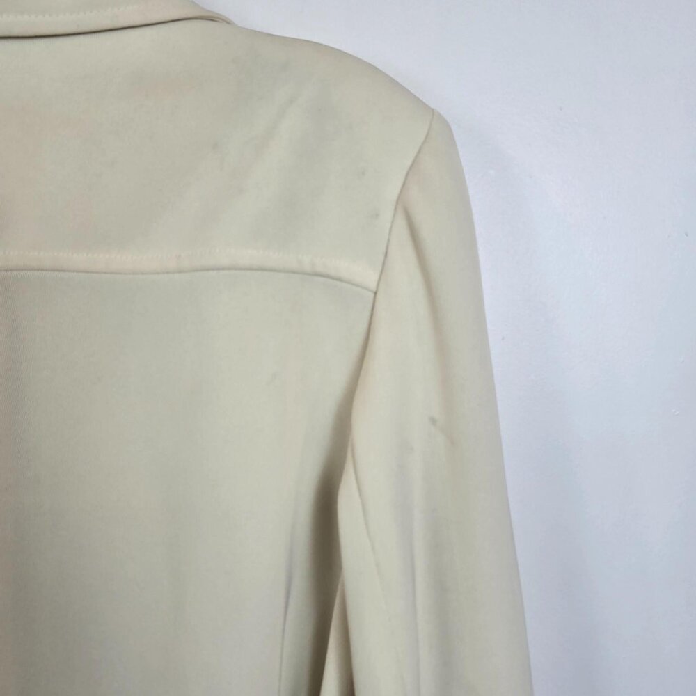 Larry Levine Cream Belted Longline Blazer Jacket Large - Picture 11 of 12